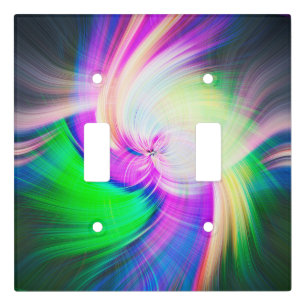 SPIRALFLUO - Psychedelic Colorful Modern Fractal - Light Switch Cover