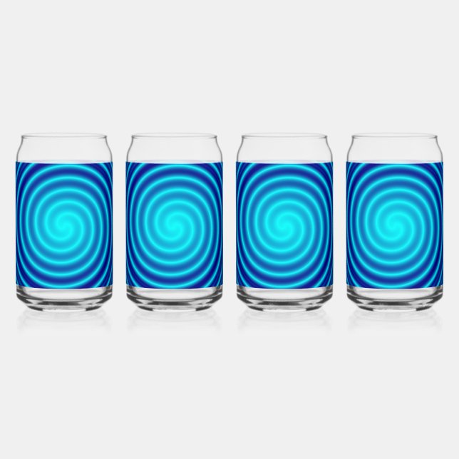 Spiraling Blue Vertigo Can Glass (Front)