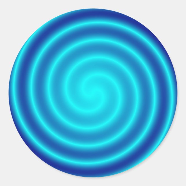 Spiraling Blue Vertigo Classic Round Sticker (Front)