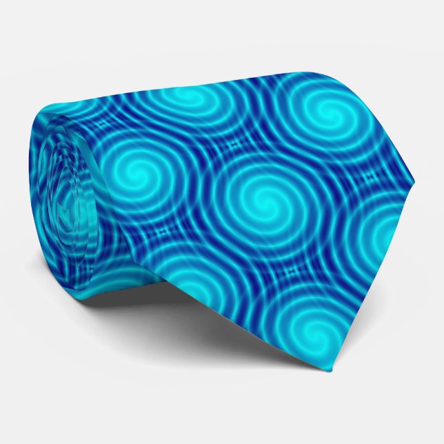 Spiraling Blue Vertigo Neck Tie (Rolled)