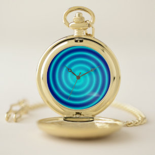 Spiraling Blue Vertigo Pocket Watch