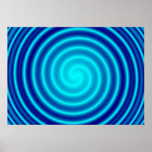 Spiraling Blue Vertigo Poster