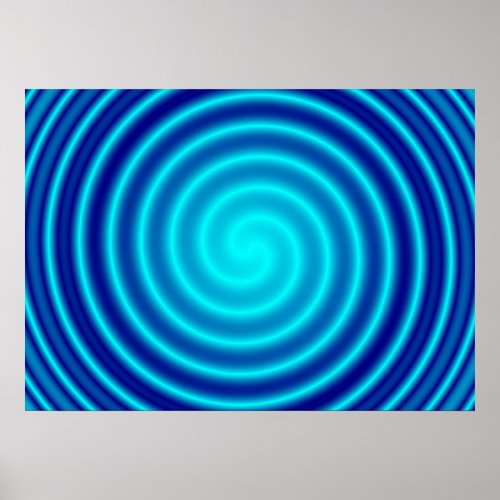 Spiraling Blue Vertigo Poster