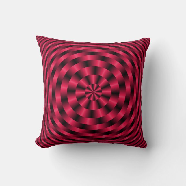 Spiraling Concentric Circles in Red Throw Pillow (Front)