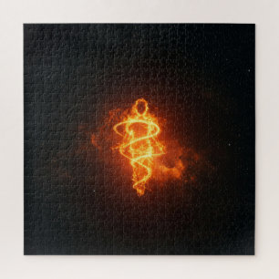 Spiraling Fire Spirit in Deep Dark Outer Space Jigsaw Puzzle