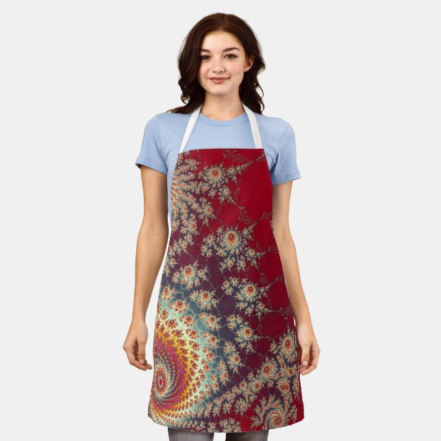 Spiraling Floral Pattern Apron (Worn)