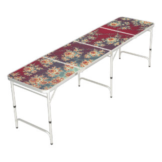 Spiraling Floral Pattern Beer Pong Table
