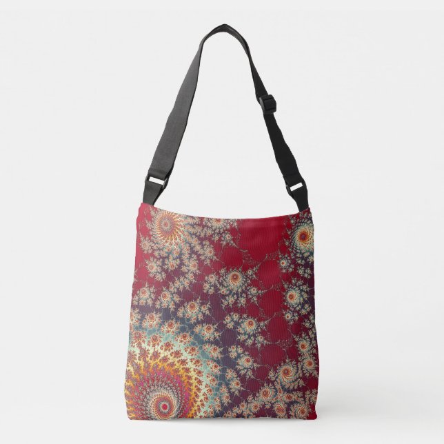 Spiraling Floral Pattern Crossbody Bag (Front)