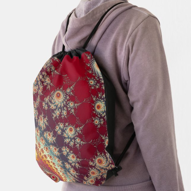 Spiraling Floral Pattern Drawstring Bag (Insitu)