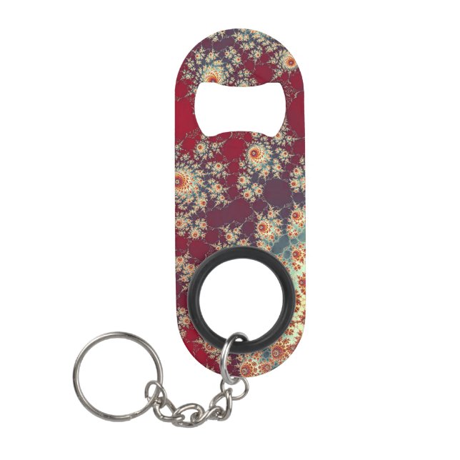 Spiraling Floral Pattern Keychain Bottle Opener (Front)