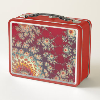 Spiraling Floral Pattern Metal Lunch Box