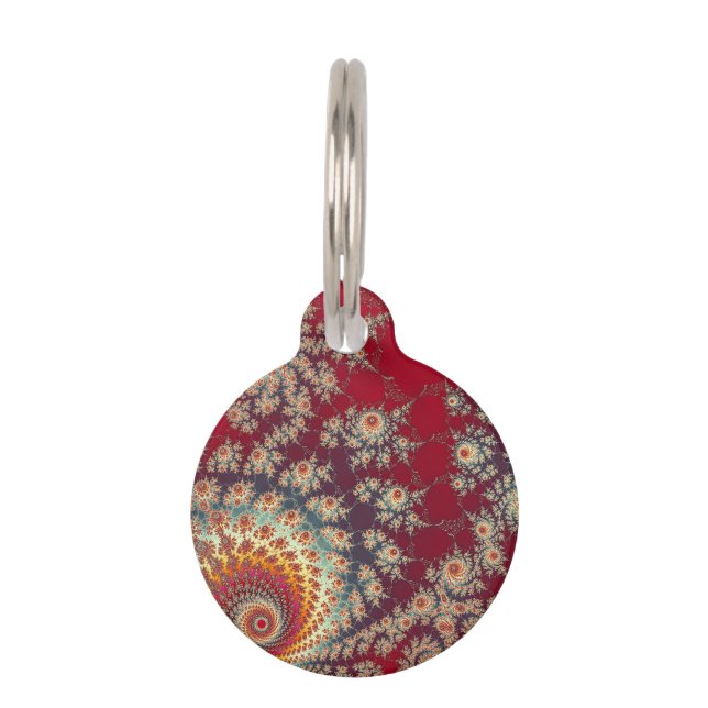 Spiraling Floral Pattern Pet ID Tag (Front)