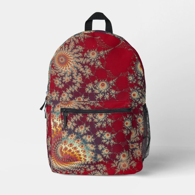 Spiraling Floral Pattern Printed Backpack (Front)