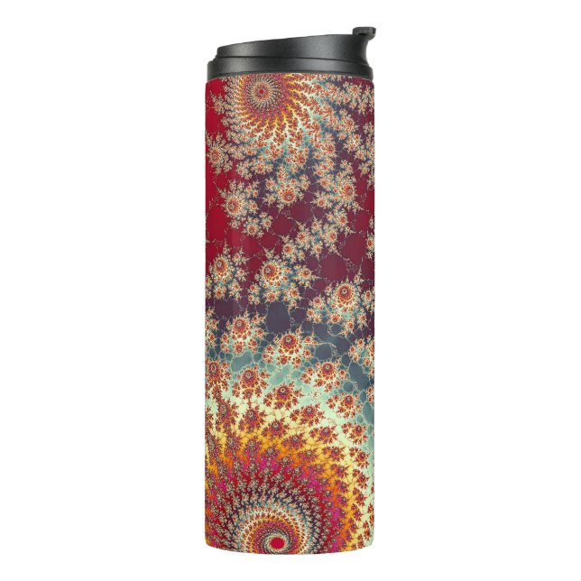 Spiraling Floral Pattern Thermal Tumbler (Rotated Left)