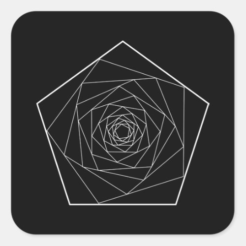 Spiraling Pentagon Sacred Geometry Square Sticker