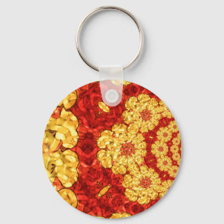 Spiraling Red and Gold Abstract Keychain