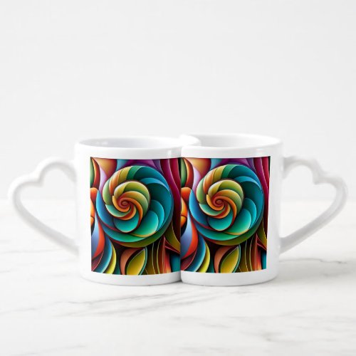 Spiraling Spectrum A Vibrant Colorful Design Coffee Mug Set