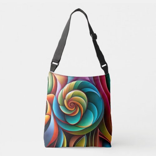 Spiraling Spectrum A Vibrant Colorful Design Crossbody Bag