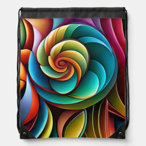 Spiraling Spectrum A Vibrant Colorful Design Drawstring Bag