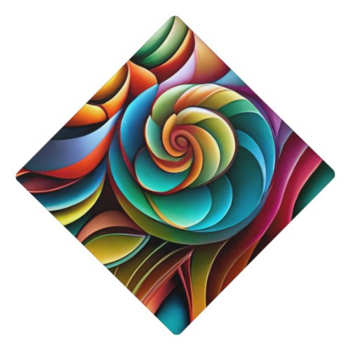 Spiraling Spectrum A Vibrant Colorful Design Graduation Cap Topper