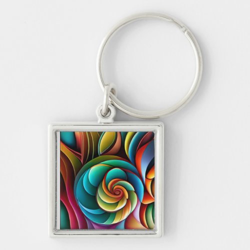Spiraling Spectrum A Vibrant Colorful Design Keychain