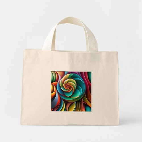 Spiraling Spectrum A Vibrant Colorful Design Mini Tote Bag