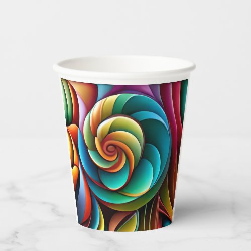 Spiraling Spectrum A Vibrant Colorful Design Paper Cups