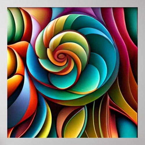 Spiraling Spectrum A Vibrant Colorful Design Poster