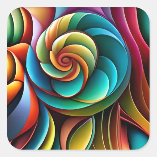 Spiraling Spectrum A Vibrant Colorful Design Square Sticker