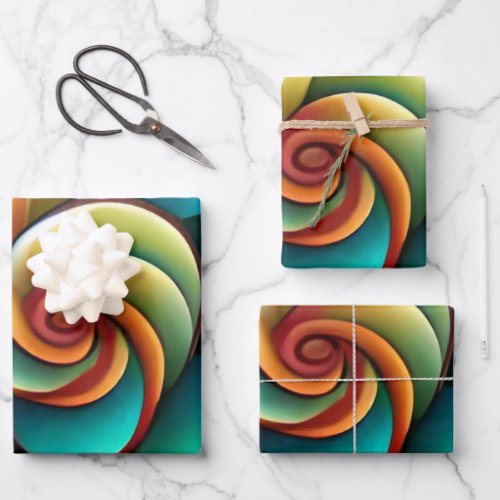 Spiraling Spectrum A Vibrant Colorful Design Wrapping Paper Sheets