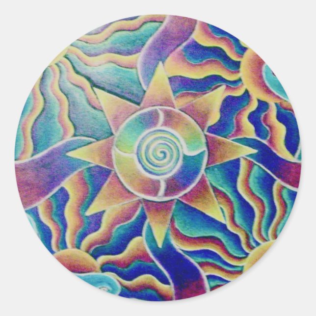 Spiraling Sun Mandala Sticker (Front)