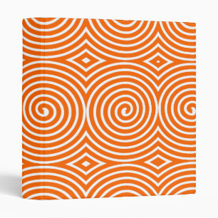 Spirals (1in) - Orange on White 3 Ring Binder
