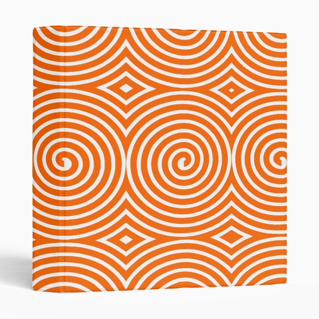 Spirals (1in) - Orange on White 3 Ring Binder (Front/Spine)