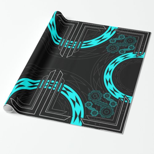Spirals and Diamonds in turquoise Wrapping Paper