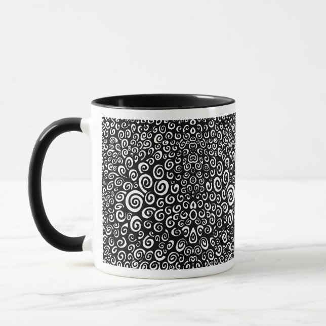 Spirals - Black on White Mug (Left)