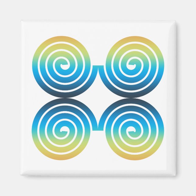 SPIRALS BLUE GREEN PATTERN MAGNET (Front)
