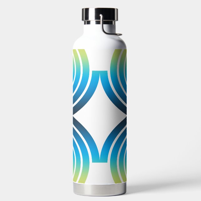 SPIRALS BLUE GREEN PATTERN WATER BOTTLE (Left)