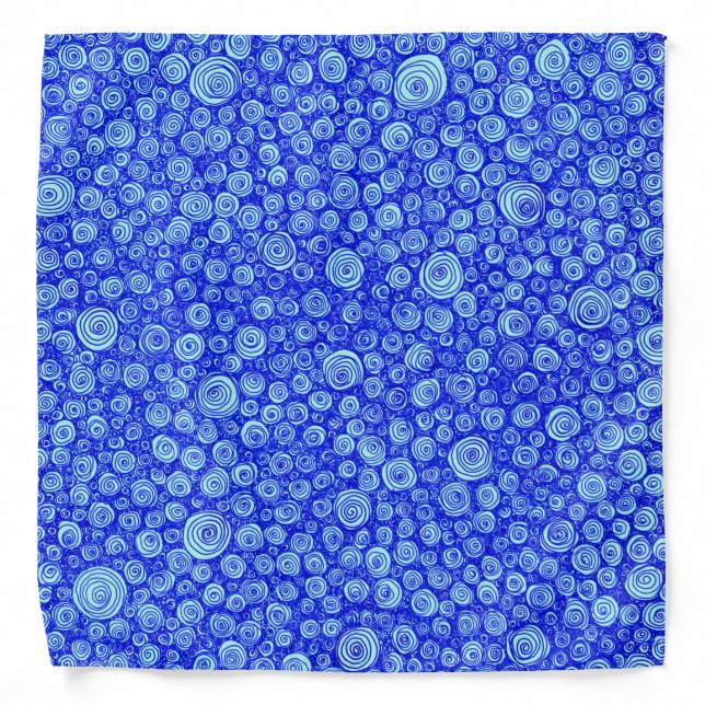 Spirals - Blue on light teal Bandana (Front)