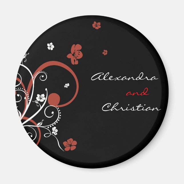 Spirals & Flowers Wedding Save The Date 2 Magnet (Front)