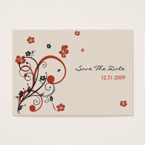 Spirals &amp; Flowers Wedding Save TheDate Minicard Business Card Template