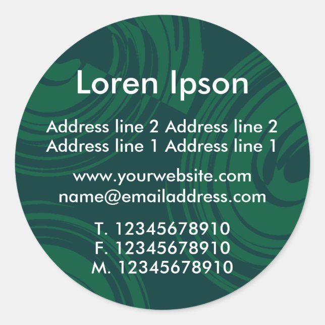 Spirals (Green) Business / Profile Classic Round Sticker (Front)