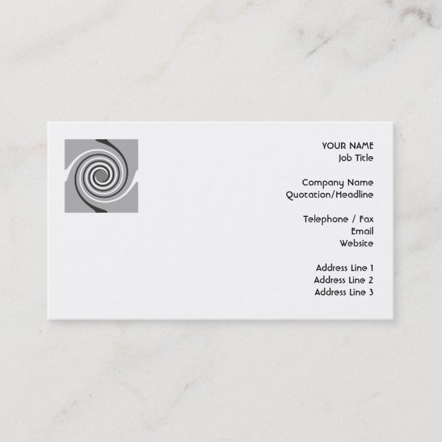 Spirals in Gray and White. Stylish swirls. Business Card (Front)