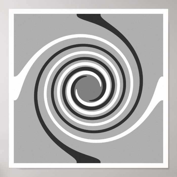 Spirals in Gray and White. Stylish swirls. Posters