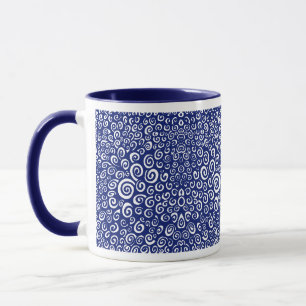 Spirals - Navy Blue on White Mug