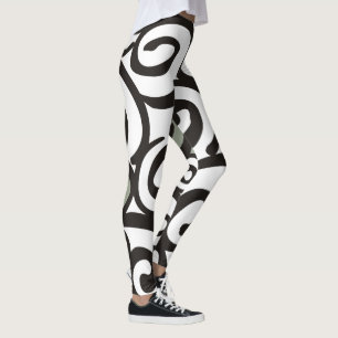 Spirals Pattern Black & White + your backgr. color Leggings