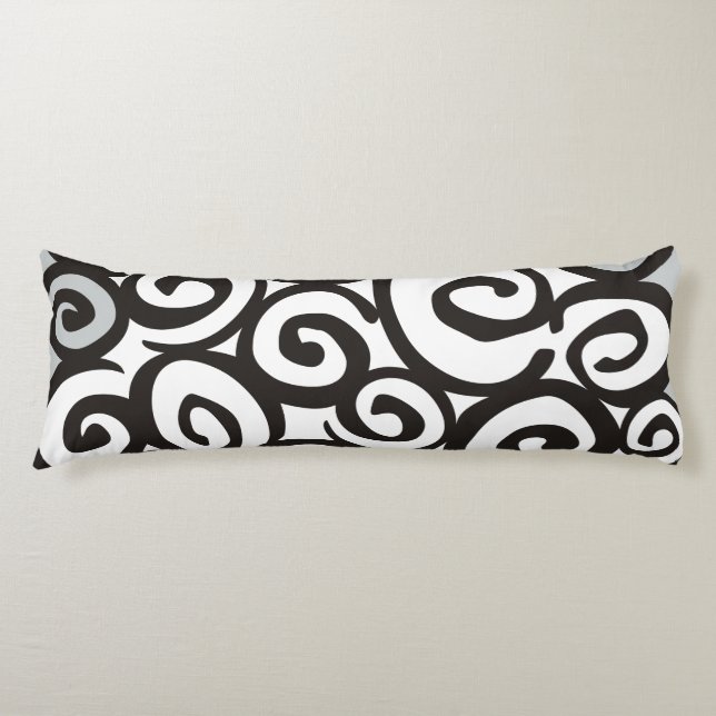 Spirals Pattern Black & White + your ideas Body Pillow (Front)