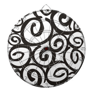 Spirals Pattern Black & White + your ideas Dartboard With Darts
