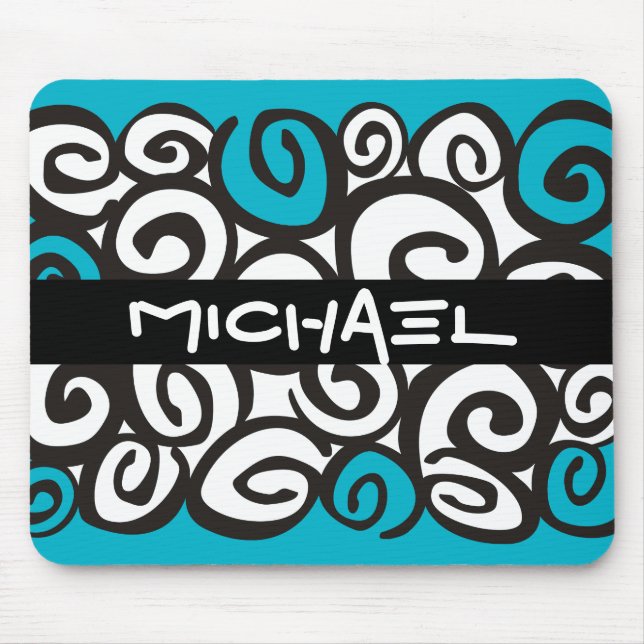 Spirals Pattern Black & White + your ideas Mouse Pad (Front)