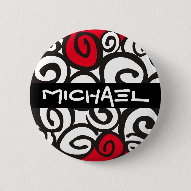 Spirals Pattern Black & White + your ideas Pinback Button (Front)
