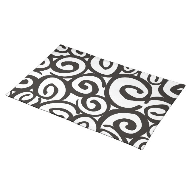 Spirals Pattern Black & White + your ideas Placemat (On Table)